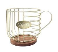 Porte-dosette de café - Présentoir en forme de tasse en bois de fer de 21 cm | Support de rangement pour crémier à café pour cuisine, salon | Organisateur de panier de rangement Black Gold Pod