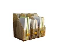 Porte-dossier de fichiers bureau, 3 compartiments verticaux, for, maison, école(Gold)