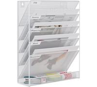 "Porte-dossiers mural en maille A4 à 6 étagères, Blanc"