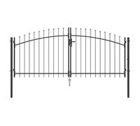 Porte double en acier - vidaXL - 299,5x149,5 cm - Gris - Acier robuste - Verrouillage inclus - Utilisation extérieure