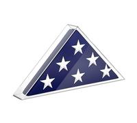 Porte-drapeau acrylique transparent - Affichage du triangle | Étui avec un design moderne élégant, construction robuste pour afficher des drapeaux pliés, vétérans et retraités patriotiques appropriés,