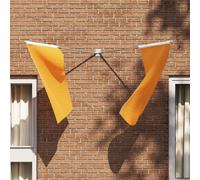 Porte-Drapeau Vidaxl Pour 2 Drapeaux, À Fixer Au Mur, En Acier Argenté