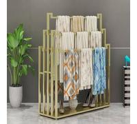 Porte-écharpe autoportant en métal doré - Présentoir double face pour écharpes, châles, ceintures et hijabs - Élégant magasin de vêtements (100 x 40 x 150 cm)