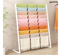 Porte-écharpes autonome en métal à 10 niveaux pour écharpes, accessoires et vêtements, rangement polyvalent au sol en plusieurs tailles, blanc, 100 x 40 x 145 cm
