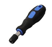 Porte-embout de tournevis autobloquant, adaptateur hexagonal de 6,35 mm avec poignée antidérapante en caoutchouc pour réparation de meubles, 14 cm, rouge et noir