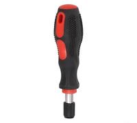 Porte-embout de tournevis magnétique 6,35 mm, adaptateur hexagonal autobloquant, poignée en acier chromé, poignée en caoutchouc, longueur 140 mm, outil de connexion 6,35 mm (rouge noir)
