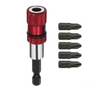 Porte-embout magnétique robuste avec cinq forets PH2 supplémentaires de 25 mm pour une performance améliorée (rouge)