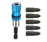 Porte-embout magnétique robuste avec cinq forets PH2 supplémentaires de 25 mm pour une performance améliorée (bleu)