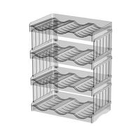 Porte Empilable Casier à Bouteille 4 Pièces Range Bouteille en Plastique Moderne Étagère Gourdes pour Lot de 12 Vin ou Autre Boisson Transparent Casier Bouteille d'eau Boîte pour Cuisine Armoire Frigo