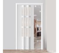 Porte en accordéon, Porte pliante blanche d'accordéon de PVC avec des tailles multiples de fenêtre givrée(76x80in(193x203cm))