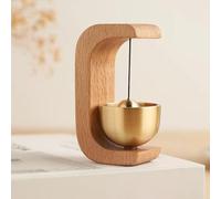 Porte en bois CHIME - Magasin magnétique Bell Rustic Brass Clapper, alerte d'entrée artisanale | Accessoire de bienvenue porche décoratif, cloche de signal de sonnerie claire, orne