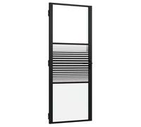 Porte en verre rayé - vidaXL - 83x201,5 cm - Noir - Verre trempé - Aluminium - Mécanisme de verrouillage
