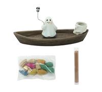 Porte-encens - 16,5 x 5,5 x 6,4 cm, sculpture fantôme, encensoir de bateau squelette, attrape-cendres gothique, affichage d'ornement améliorant l'atmosphère de méditation, style intérieur | Utilisatio