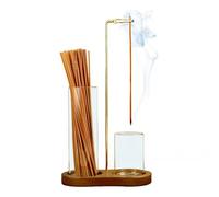Porte-encens 2 en 1 for Bâtonnets, Bougie en Verre À Suspendre À l'envers avec Rangement, Élégant Porte-encens avec Récupérateur de Cendres for la Méditation, Yoga, Spa(Retro Color)