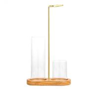 Porte-encens 2 en 1 for Bâtonnets, Bougie en Verre À Suspendre À l'envers avec Rangement, Élégant Porte-encens avec Récupérateur de Cendres for la Méditation, Yoga, Spa(Natural Color)