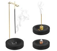 Porte Encens 2 en 1, Porte-Encens en Bois avec Bobine à Cône, Bruleur Encens Inversé, Brule Encens Support, Porte-Encens Baton, Support Encens Baton Vertical pour Décor Domicile, Yoga, Méditation