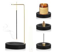 Porte-encens 2 en 1,Support Encens Brûleur d'encens Inversé pour Encensoir,Porte-encens à 9 Trous Brûleur Encens pour Décor de Bureau à Domicile,Yoga,Méditation Noir