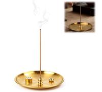 Porte Encens 4 en 1, Support Encens Baton, Bruleur Encens en Laiton,avec Récupérateur de Cendres de 14CM pour Salle de Yoga, Salle de Méditation, Salon