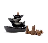 Porte-encens à reflux avec 10 cônes d'encens en céramique avec effet cascade