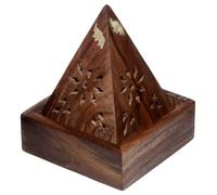 Porte-encens Attrape-Cendre Bois de Sheesham pour Cônes d'Encens - Boîte Pyramide Eléphant Marque Puckator