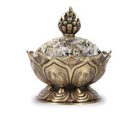 Porte-Encens Bouddha Lotus, 2x2In Petit Encensoir Brûle Vintage À Reflux Bol De Brûleur D'encens Support Encens De Zinc Bruleur Encens Porte-Bâtonnets D'encens pour Yoga Méditation Décoration(Bronze)