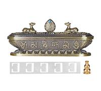 Porte-encens Bouddhiste Vintage Brûleur d'encens Couché Encensoir Temple Eglise Support Poêle Alliage Boîte d'Encens Cônes Bâton Stick Forme Doubles Cerfs Décor de Maison Bureau Yoga Méditation