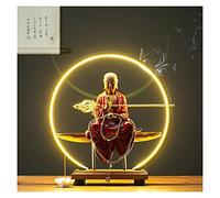 Porte-encens Breakflow Encens Burner Porte-encens en céramique Creative LED Conteaux Cône de la lumière Creative Backflow Encense Brûleur Bouddha Statue Zen Encens Brûleur Ornements(B)