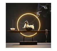 Porte-encens Brûleur de backflow Zen Moderne et Simple du brûleur créatif de décoration créative brûleur d'encens en céramique Porte-encens ménagers Porte-encens (Bague de lumière LED)(D)