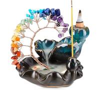Porte-encens, Brûleur d'encens à Refoulement, 7 Couleurs Arbre de Vie Ornement Bâtons d'encens en Cristal, Porte-encens d'aromathérapie Encensoir Namaste Yoga Méditation, Décoration Intérieure