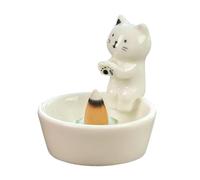 Porte-encens | Brûleur d'encens en forme de chat | Brûleur d'encens en céramique fait à la main - Joli plateau d'encens pour le yoga en intérieur, la décoration de la maison, la méditation