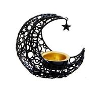 Porte-encens Brûleur d'encens en métal Forme de Lune, brûleur Charbon cône résine, for la méditation d'aromathérapie Spa Yoga, décor for Le Bureau à Domicile Décoration d'intérieur(Noir)