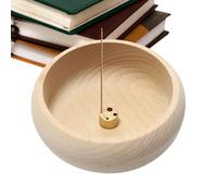 Porte-encens - Brûleur rond de bol en bois | Soucoupe d'encens en bois pour bâtons pour maison de thé, studios de yoga, spa