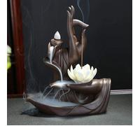 Porte-encens cascade à reflux en céramique - Lotus - Accessoire décoratif pour la maison