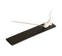 Porte-Encens Chats, Brûleurs avec Cendres, White Black Base, H Black Base | Porte-encens fait à la main, brûleur avec attrape-cendres, pour aromathérapie, méditation, salle de yoga