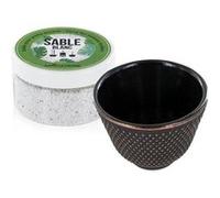 Porte-encens coupelle en fonte noire et sable blanc