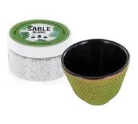 Porte-encens coupelle en fonte verte et sable blanc Multicolore G