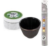 Porte-encens coupelle fonte noire et sable blanc + encens ayurvédique Noir