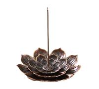 Porte Encens de Lotusen Laiton Support Encens en Alliage 6 trous Organisateur d'encens Double Couche Porte-bâtonnets d'encens Vintage Brûleur d'encens Lotus Pour Salon, Salle d'étude et Cuisine