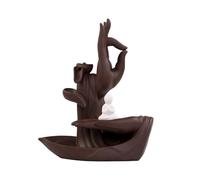 Porte-encens décoratif Brûleur d'encens à refoulement for la Maison, Grand Porte-encens décoratif en Argile Violette, Main de Bouddha