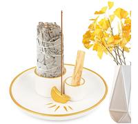 Porte-encens design lune 4 en 1, bol d'encens Palo Santo en céramique, porte-encens pour encens, bois de fumage Palo Santo, sauge, décoration de yoga, méditation