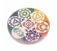 Porte-encens Disque en stéatite 10 cm - Sept Chakras- Vendu par 1