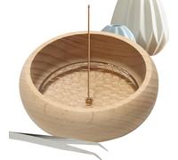 Porte-encens - Élégant porte-encens en bois pour parfum d'intérieur | Brûleur circulaire en bois pour méditation | Bol récupérateur d'encens avec support en maille d'acier pour aromathérapie