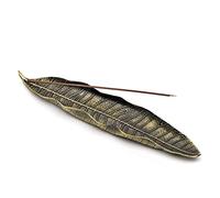 Porte-encens en alliage de zinc, 20,8 cm, brûleur d'encens en forme de feuilles d'encens, pour la maison, le bureau, le yoga, la méditation (bronze)