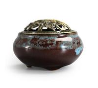 Porte-encens en Alliage de Zinc Motif Lotus, Inclus 10 bâtons d'encens naturels, Coton Ignifuge, Purification de l'air, Utilisation Sûre pour Maison et Méditation