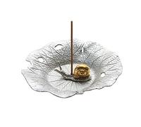 Porte-encens en Alliage Naturel Feuilles de Lotus Brûleur d'encens avec Escargot Porte-Bâton d'encens Capteur de Cendres Argent