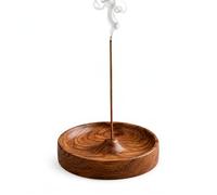 Porte Encens en Bois de Sapele Massif Fait Main, Brûleur d'Encens Rond pour Bâtonnets d'Encens, Support Encens Design Zen Idéal pour Maison, Yoga, Méditation et Cérémonie du Thé (Sapele - Forme Ronde)