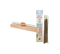 Porte-encens en bois précieux Hinoki + Encens indien au Patchouli Marron