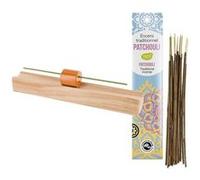 Porte-encens en bois précieux Hinoki + Encens indien au Patchouli Marron
