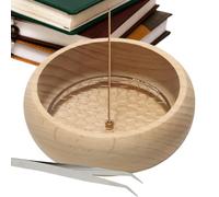 Porte-encens en bois - Support d'encens polyvalent rond en forme de bol Forme ronde, version poreuse, attrape-encens stable | Parfait pour une salle de yoga, une table de travail, une chambre à