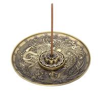 Porte Encens en Bronze Antique,Dragon et Phénix avec Dispositif D'aspiration des Cendres,Support Encens Baton,pour Brûler de L'encens,pour Le Yoga,La Méditation et La Décoration Intérieure Tokaneit
